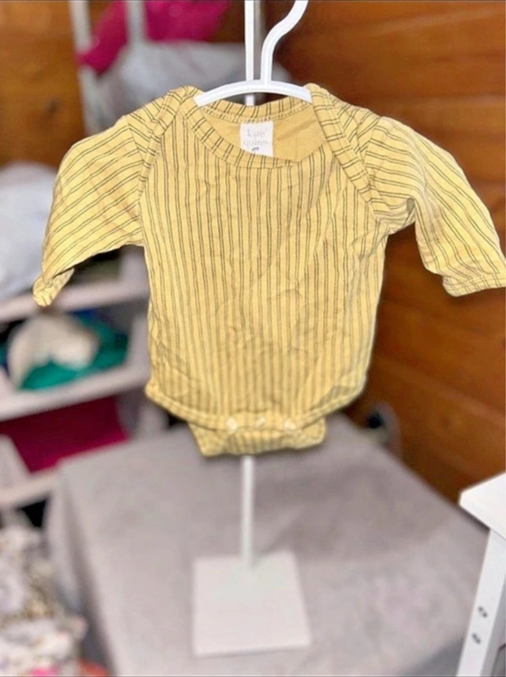 Kate Quinn Striped Baby Bodysuit in Yellow